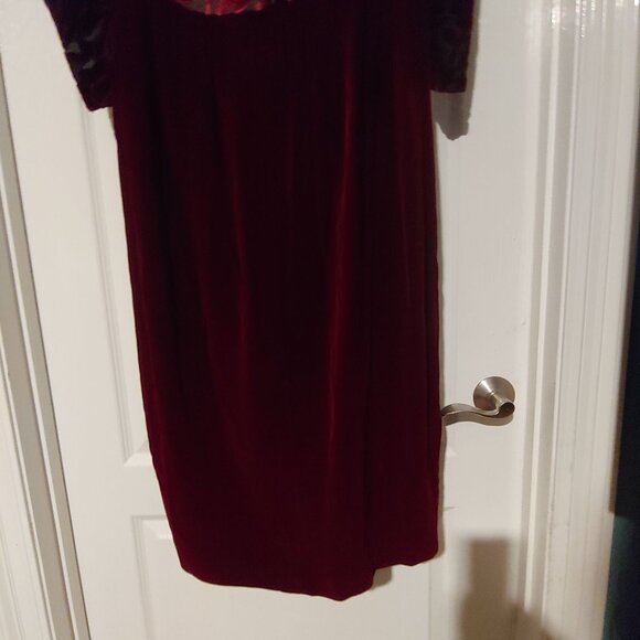 Cachet by Bari Protas Deep Burgundy Burnout Velvet Vintage Maxi Dress  13/14 - Picture 11 of 15